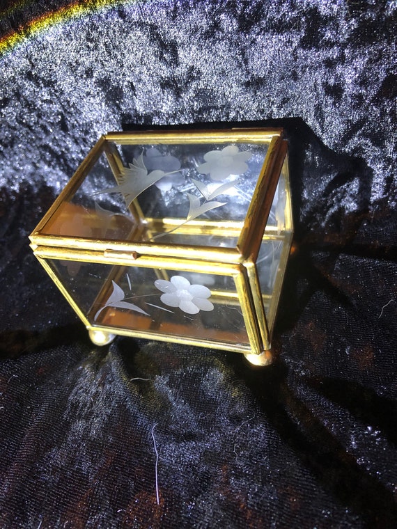 Vintage Mid Century Modern brass And glass jewelr… - image 5