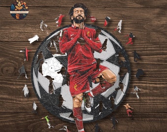 Mohamed Salah Wooden Puzzle: Perfect Gift for Football Fans and Liverpool Premier League Enthusiasts