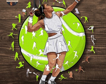 Serena Williams Wooden Puzzle: Tennis Artwork for Adults Perfect Gift for Sport Enthusiasts