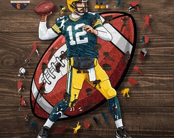 Aaron Rodgers Wooden Puzzle: NFL Artwork for New York Jets Fans American Football Enthusiasts