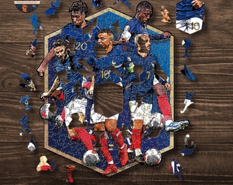 France Football Team Wooden Jigsaw Puzzle: Aller Les Bleus Puzzle Gift for Mbappe | Giroud | Griezmann Fans and Soccer Enthusiasts