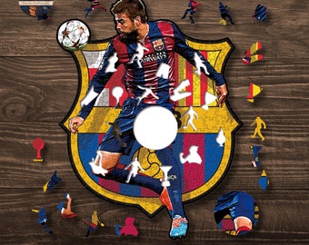 Gerard Pique Wooden Puzzle: Perfect Football Artwork Gift In Wooden Box for FC Barcelona Fans and Soccer Enthusiasts