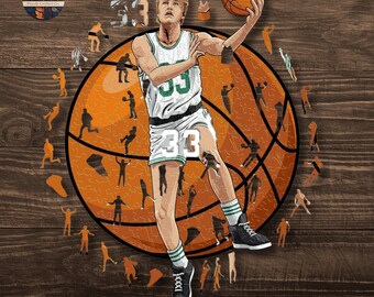 Larry Bird Holzpuzzle: Boston Celtics NBA Kunstwerk - Sammlerstück für Echte Fans und Wohndekor-Enthusiasten