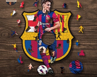 Gavi Fußballspieler-Holzpuzzle: Perfektes Kunstwerk-Geschenk in einer Holzbox für FC Barcelona-Fans und Fußballbegeisterte