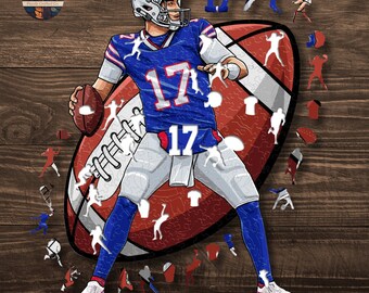 Josh Allen Holzpuzzle: Buffalo Bills Kunstwerk für True NFL American Football Fans