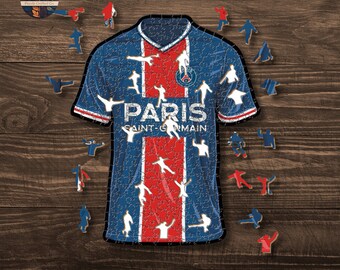 Puzzle en bois Jersey du PSG : le cadeau parfait pour lui | Oeuvre d'art | Cadeau parfait pour les fans et les amateurs du PSG