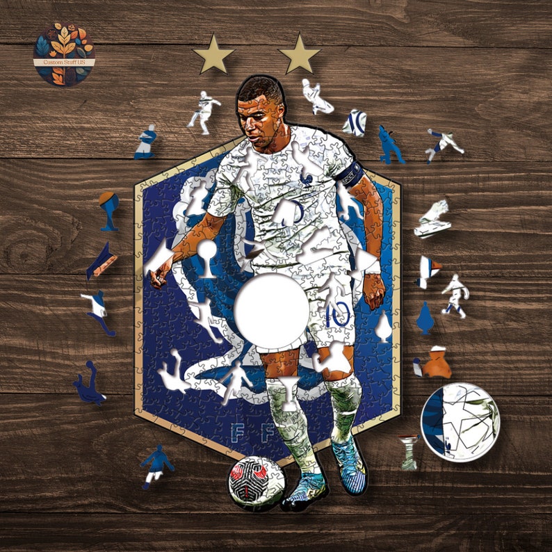 Mbappe Holzpuzzle Engagierende Fußball-Kunst-Challenge Perfektes Geschenk für Fußball-Fans und Mbappe-Enthusiasten Bild 2