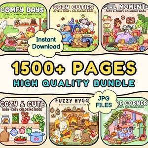1500+ Digital Coloring Pages, Coloring Book Bundle, Cute Vibes, Coco Wyo, Simple Art, Fuzzy Moments, Cozy Friends, Girls Moments, JPG Files