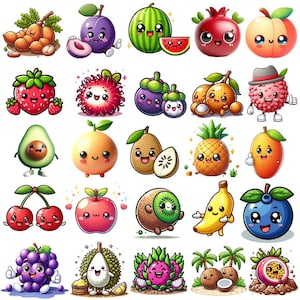 Frutta e verdura carina, Clipart di verdure, clipart di verdure simpatico cartone animato, clipart di verdure Kawaii