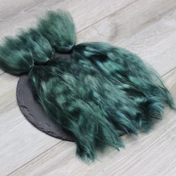 Mohair doll hair Reborn Blythe Bjd Bullip color green  8"-11" in 19-27 cm 0.35 oz 10 gr organic locks angora parts
