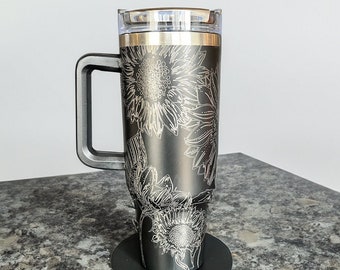 Sunflower Stainless Steel Tumbler: 40 oz Wrap-Around Design