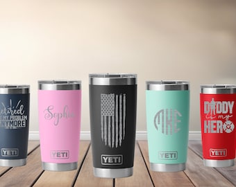 Custom Engraved YETI 20 oz Tumbler, Personalized Laser Engraved Cup
