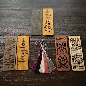 Personalized Engraved Wood Bookmark with Tassel: Unique Reader Gift