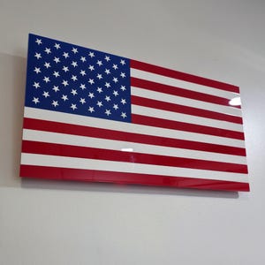 LED Backlit American Flag: RGB Acrylic Wall Art with Remote