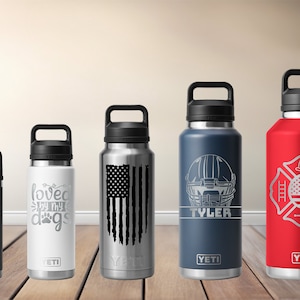 Engraved Yeti Water Bottle: Personalized Sports Bottle with Chug Cap