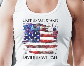 United We Stand Divided We Fall Womens Racerback Tank Top Fourth Of July Independence Day Tank For Summer Gift
