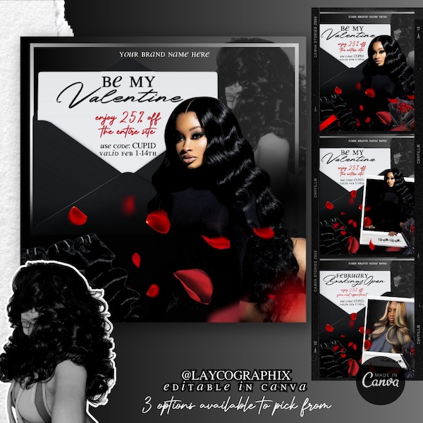 Valentines Day flyer bundle DIY, February Bookings Open, Premade flyers, 3 Options Available | LaycoGraphix