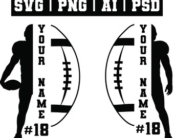 Jugador de fútbol SVG: Nombre y número personalizables (descarga digital)