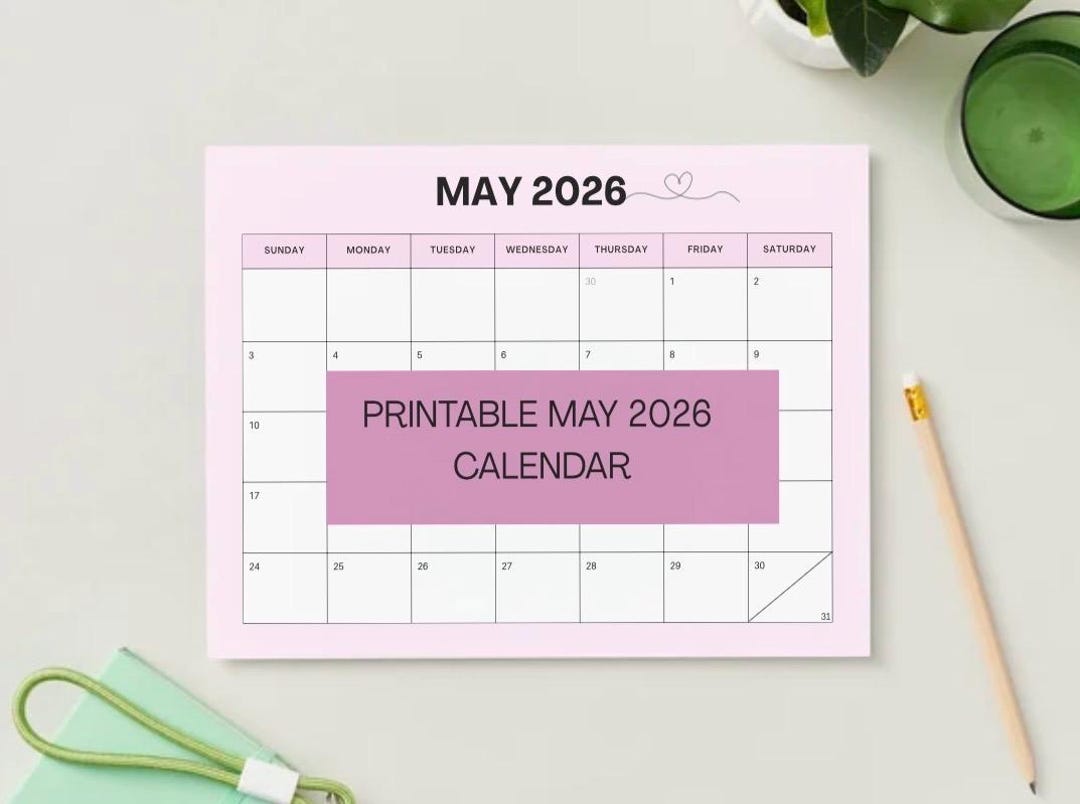 Calendario imprimible de mayo de 2026 - Etsy México