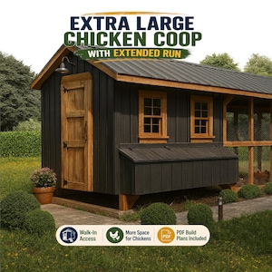 Chicken Coop Plans | 8x8 Walk-In Design + 8x16 Run | DIY Backyard PDF
