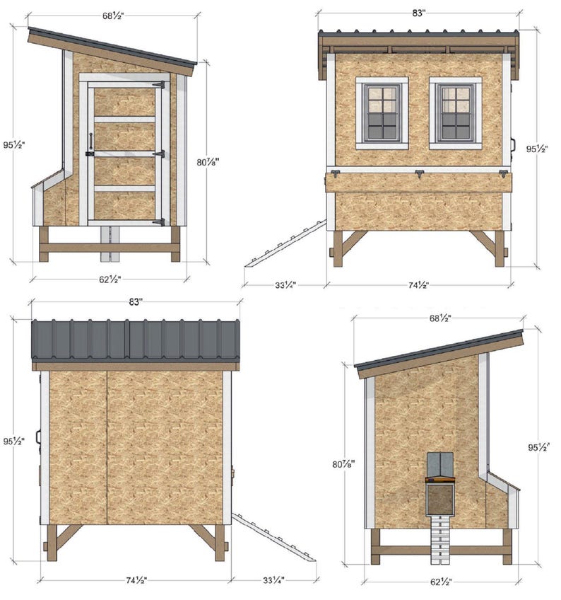 Chicken Coop Plans 5x6 | DIY Sloped Roof Hen House | Backyard Poultry ...