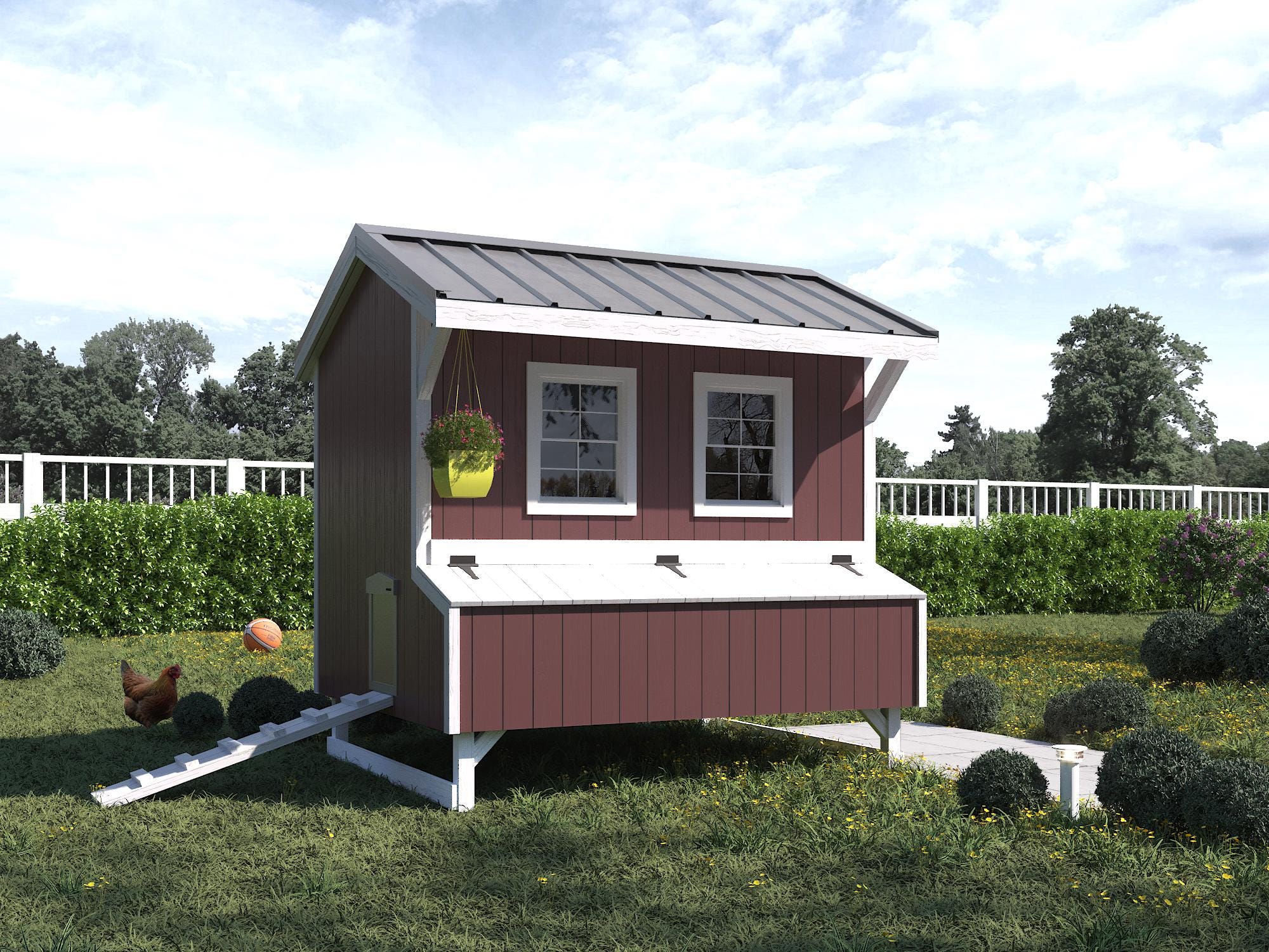 5x6 Chicken Coop Plans PDF, DIY Wooden Hen House With Sloped Roof and ...