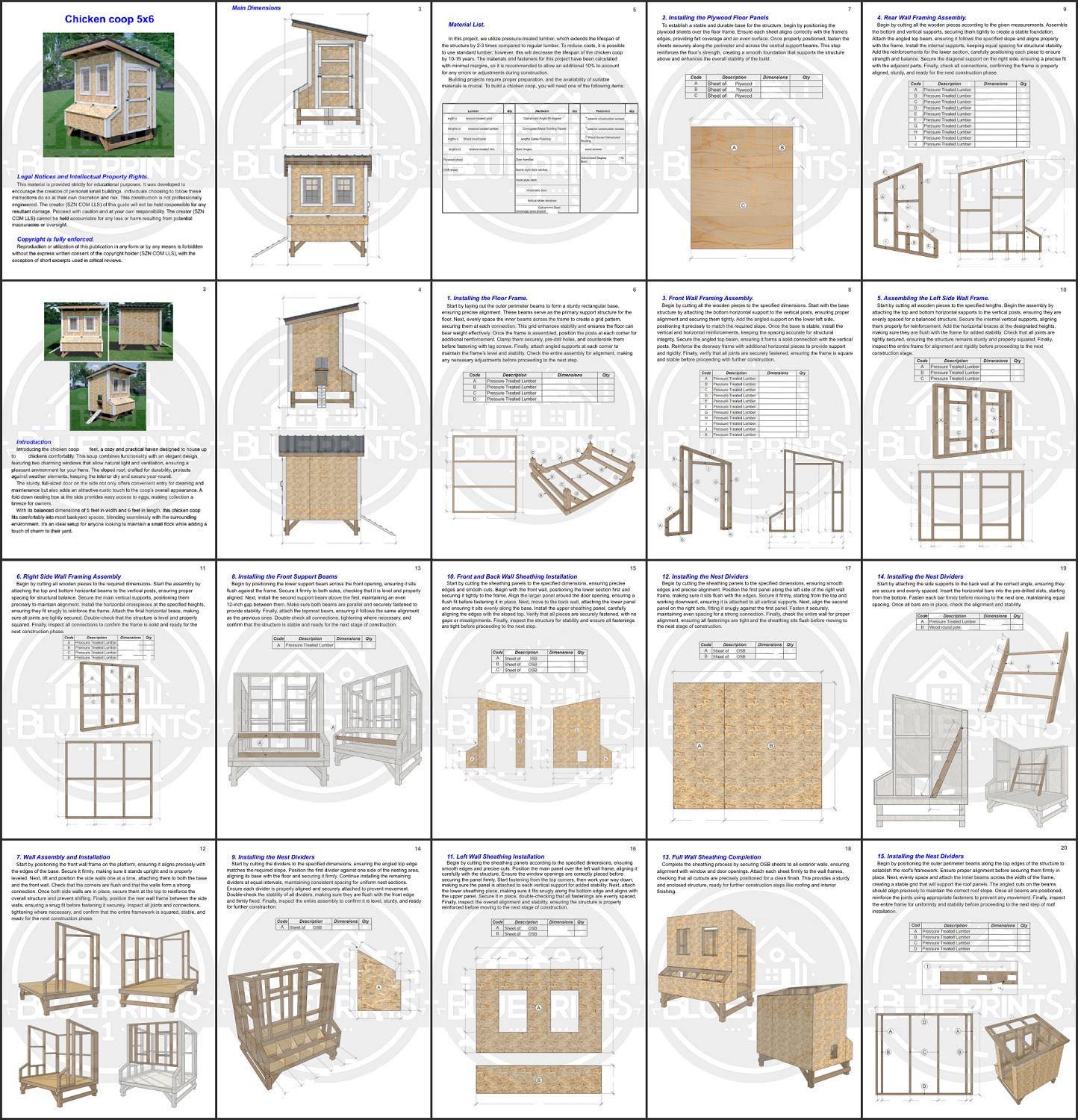 Chicken Coop Plans 5x6 | DIY Sloped Roof Hen House | Backyard Poultry ...