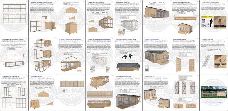 Chicken Coop Plans 8x8 + Run 8x24 | DIY Walk-in Hen House | Backyard ...