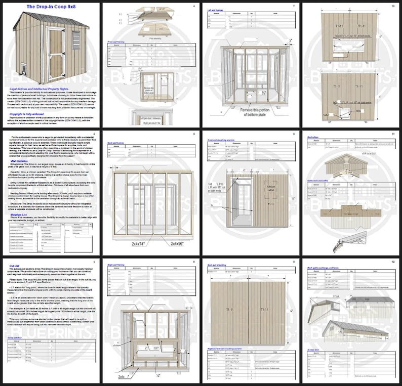 Walk-in Chicken Coop Plans 8x8 | DIY Large Hen House | Backyard Poultry ...