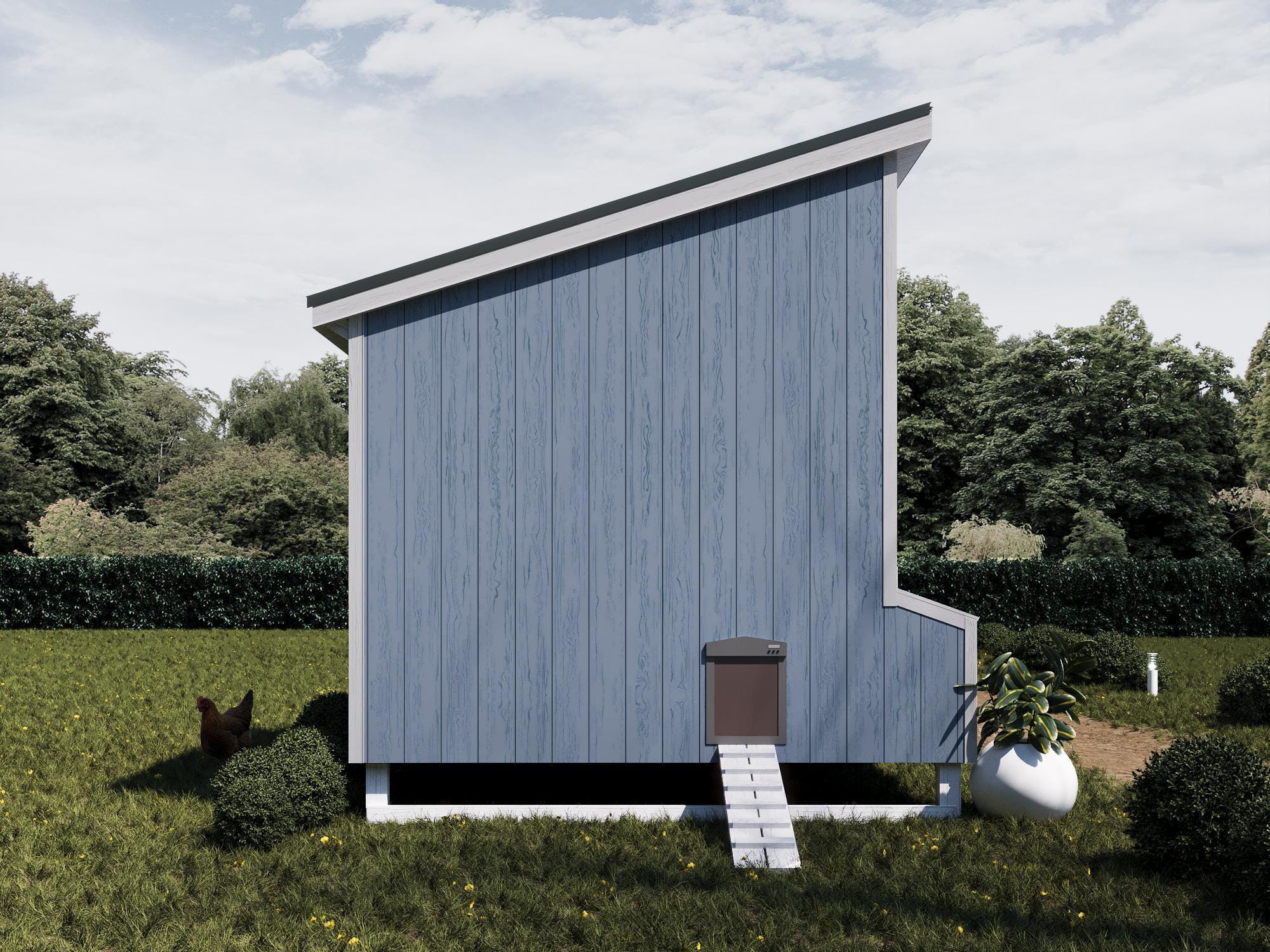 Chicken Coop Plans 8x8 | DIY Wooden Hen House | Single-pitched Roof PDF ...