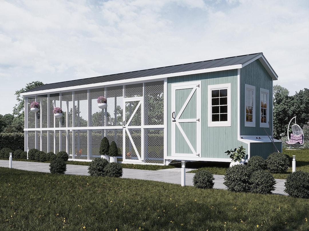 Walk-in Chicken Coop Plans 8x8 + Run 8x24 | DIY Large Hen House ...