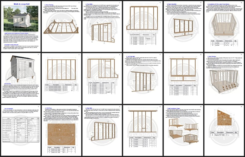 Walk-in Chicken Coop Plans 8x8 | DIY Large Hen House | Backyard Poultry ...