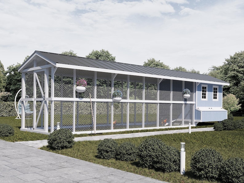 Chicken Coop Plans 8x8 + Run 8x24 | DIY Walk-in Hen House | Large ...