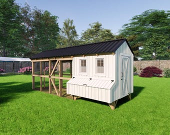 Chicken Coop Plans 6x6 + Run 5x12 | DIY Large Hen House | Backyard Poultry PDF