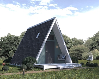 Tiny House Plans PDF A-Frame Cabin Plans - 14&#39; x 20&#39; Affordable Tiny Cabin Plans - 40 Page Step-by-Step DIY Build Guide PDF - Airbnb adu