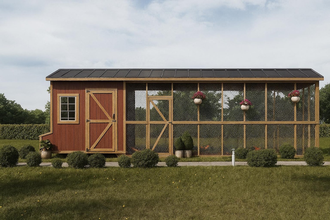 Chicken Coop Plans 8x8 + Run 8x24 | DIY Walk-in Hen House | Backyard ...