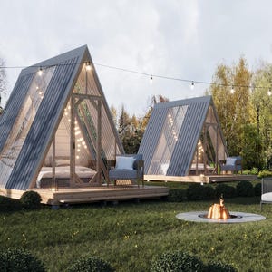 Modern 10x12 A-Frame Cabin Plans: DIY Tiny Home with Deck (PDF Download)