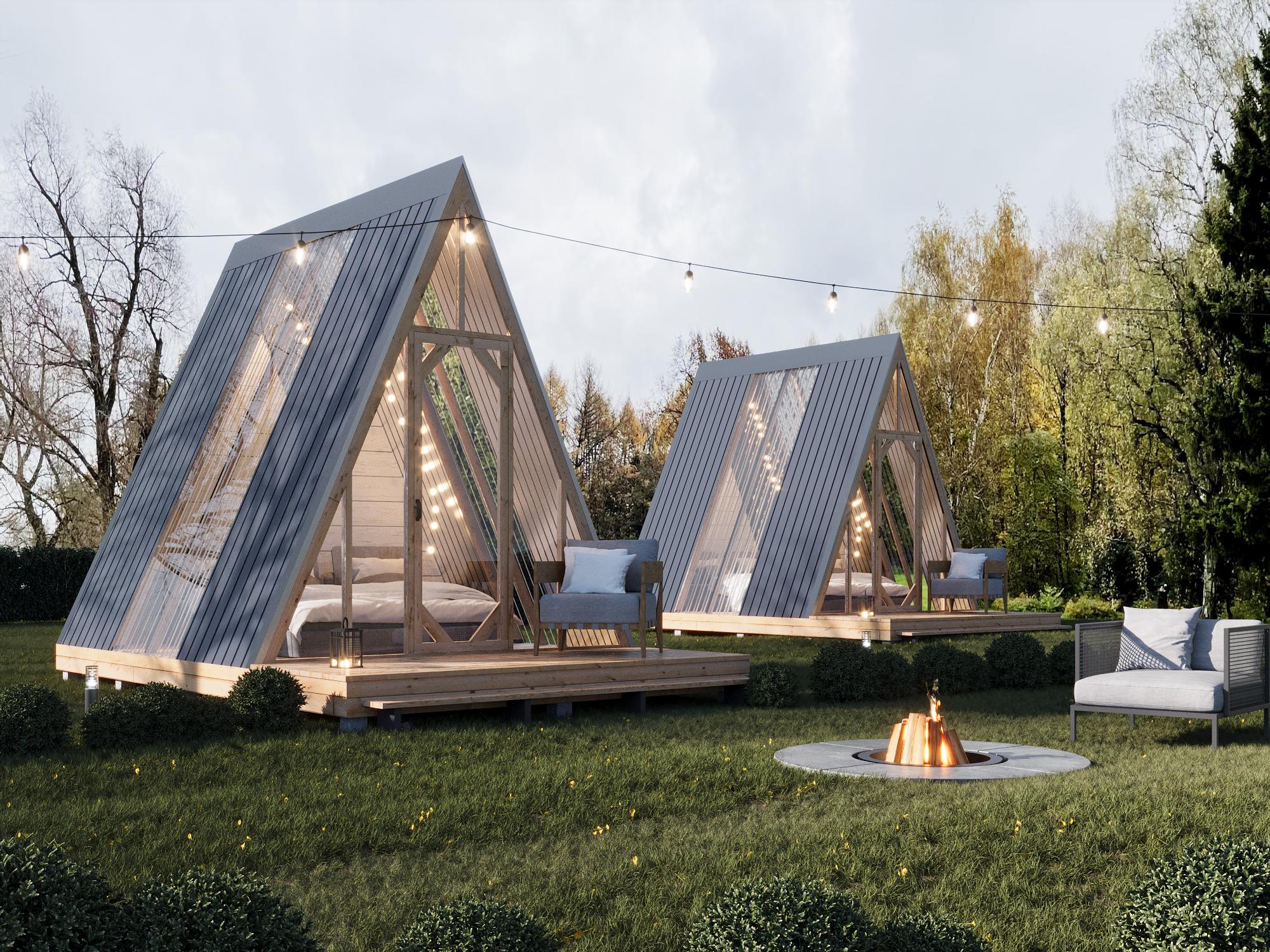 Modern 10x12 A-Frame Cabin Plans: DIY Tiny Home with Deck (PDF Download)