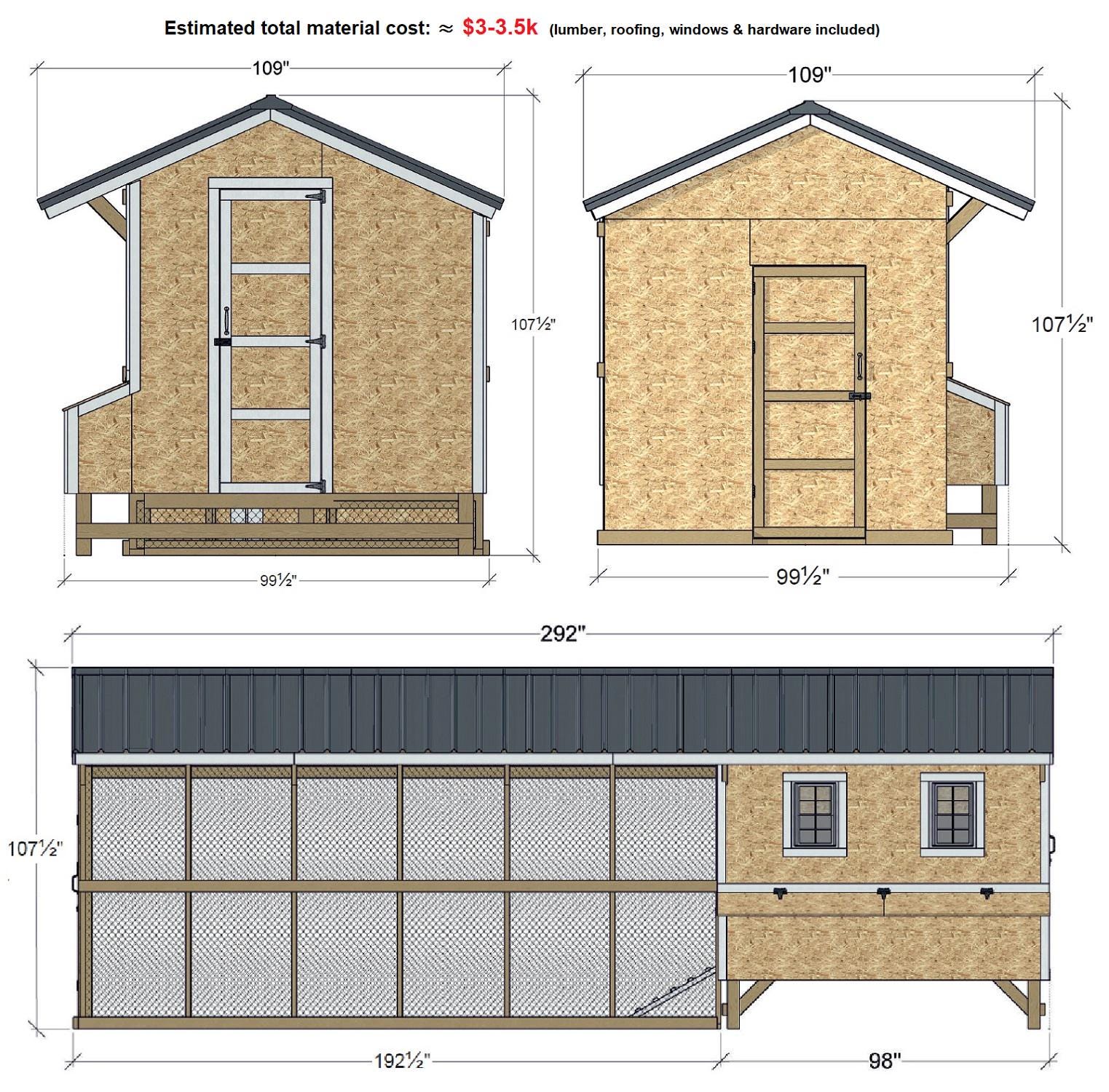 Chicken Coop Plans | 8x8 Walk-in Design + 8x16 Run | DIY Backyard PDF ...