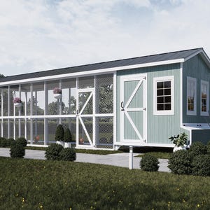 8x8 + Run 8x24 DIY Walk-In Chicken Coop Plans  | Hen House Design for 25 Chickens | PDF Download, Nesting Boxes, Backyard Poultry Shelter