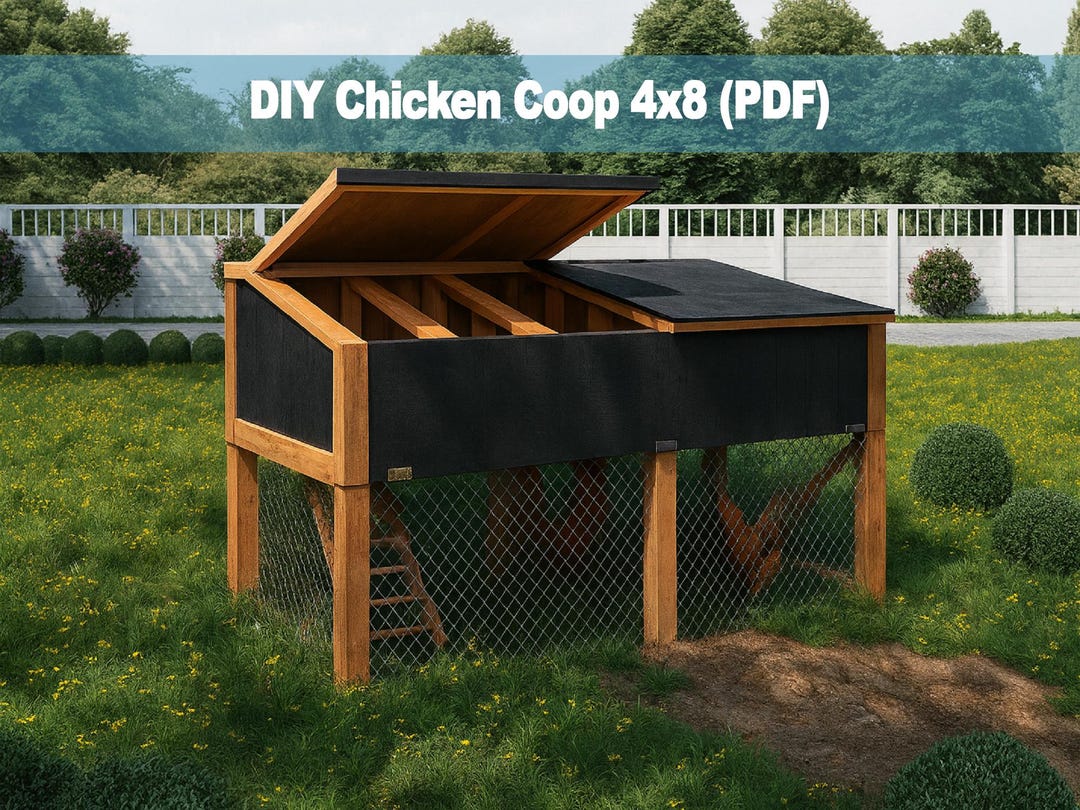Chicken Coop 4x8 | DIY Wooden Hen House | Backyard Poultry Shelter PDF ...