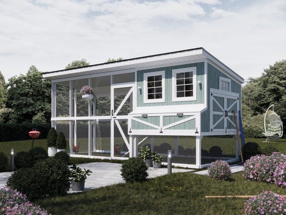 6x6 Chicken Coop Plans PDF, Backyard Poultry Playground with Run