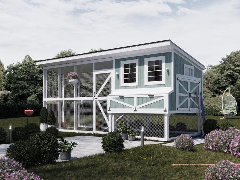 6x6 Chicken Coop Plans PDF, Backyard Poultry Playground with Run image 1