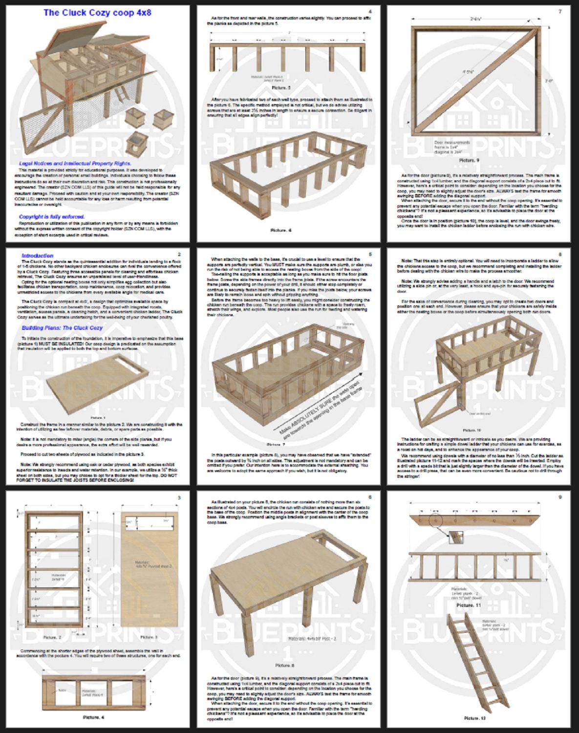 Chicken Coop Plans 4x8 | DIY Raised Hen House | Compact Backyard PDF - Etsy