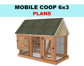 Compact Mobile Coop Plans 6x3 | DIY Chicken Tractor | Small Urban Hen House PDF