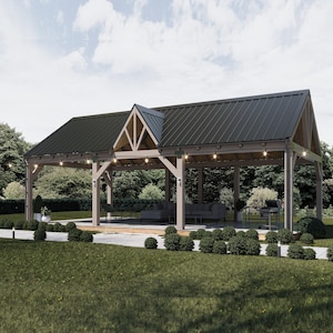 Nature Canopy Plans 36x19 | DIY Modern Outdoor Pavilion | Wooden Garden Shelter PDF