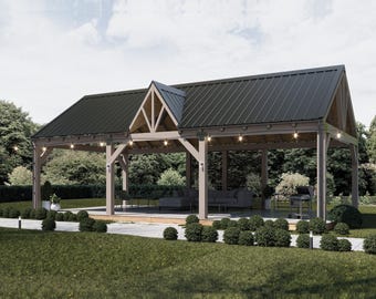 Nature Canopy Plans 36x19 | DIY Modern Outdoor Pavilion | Wooden Garden Shelter PDF