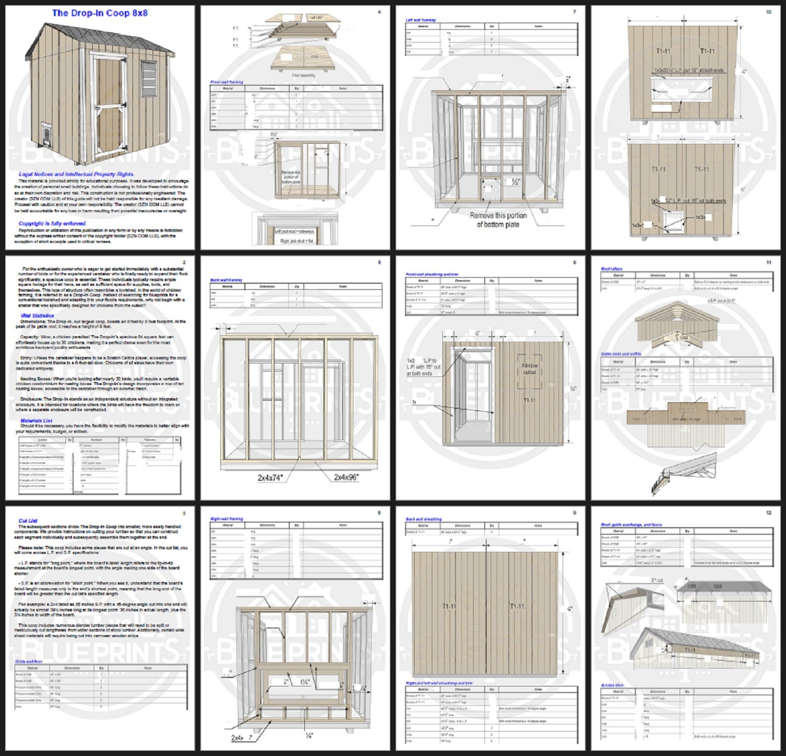8x8 Chicken Coop Plans: DIY Walk-in Hen House With 10 Nest Boxes - Etsy