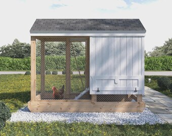 コンパクトな鶏小屋の設計図：4x8 DIYの高床式鶏小屋（ラン付き