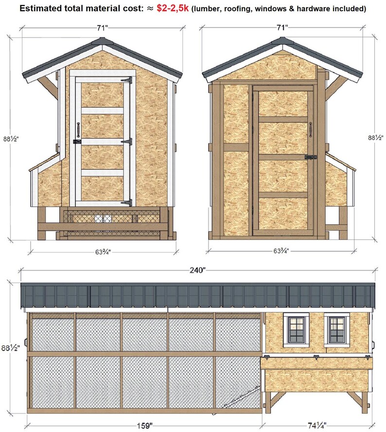 Chicken Coop Plans 5x6 | DIY Wooden Hen House With Run | Backyard ...